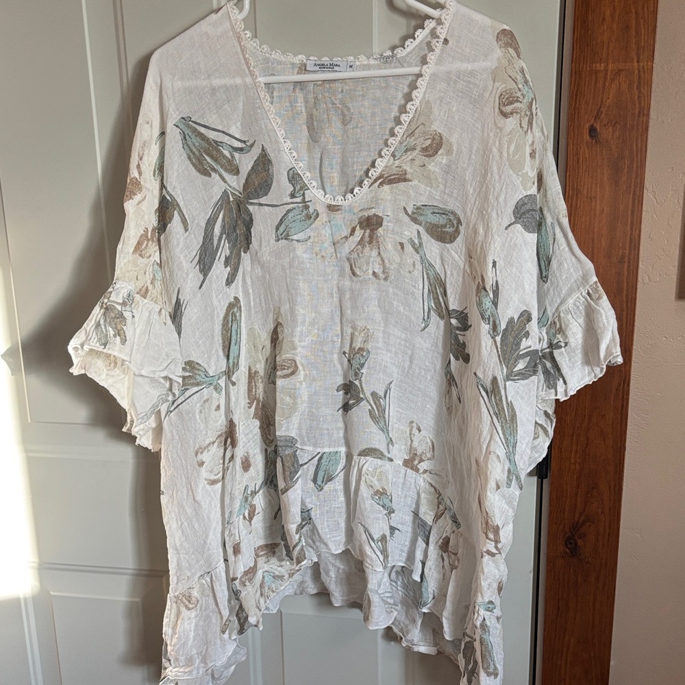 Floral V-Neck Women Top